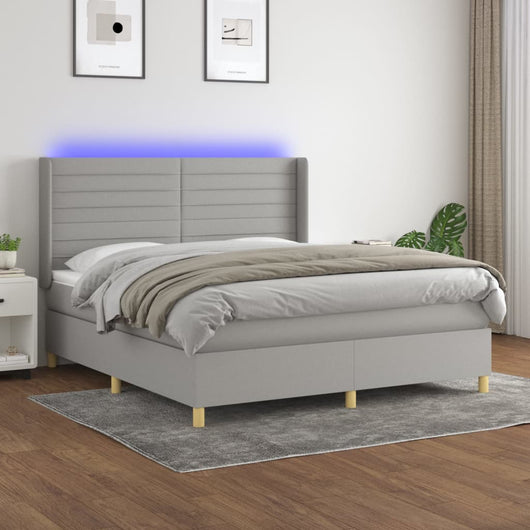 Letto a Molle Materasso e LED Grigio Chiaro 180x200 cm Tessuto 3138973