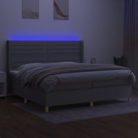 Letto a Molle Materasso e LED Grigio Chiaro 200x200 cm Tessuto 3138981