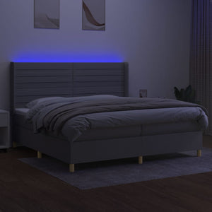 Letto a Molle Materasso e LED Grigio Chiaro 200x200 cm Tessuto 3138981
