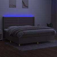 Letto a Molle Materasso e LED tortora 200x200cm in Tessuto 3138985