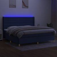 Letto a Molle Materasso e LED Blu 200x200cm in Tessuto cod mxl 34049