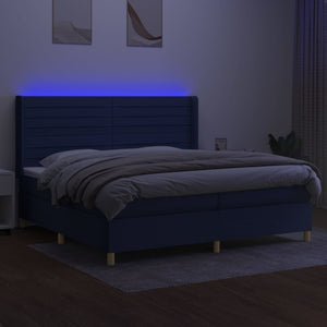 Letto a Molle Materasso e LED Blu 200x200cm in Tessuto cod mxl 34049