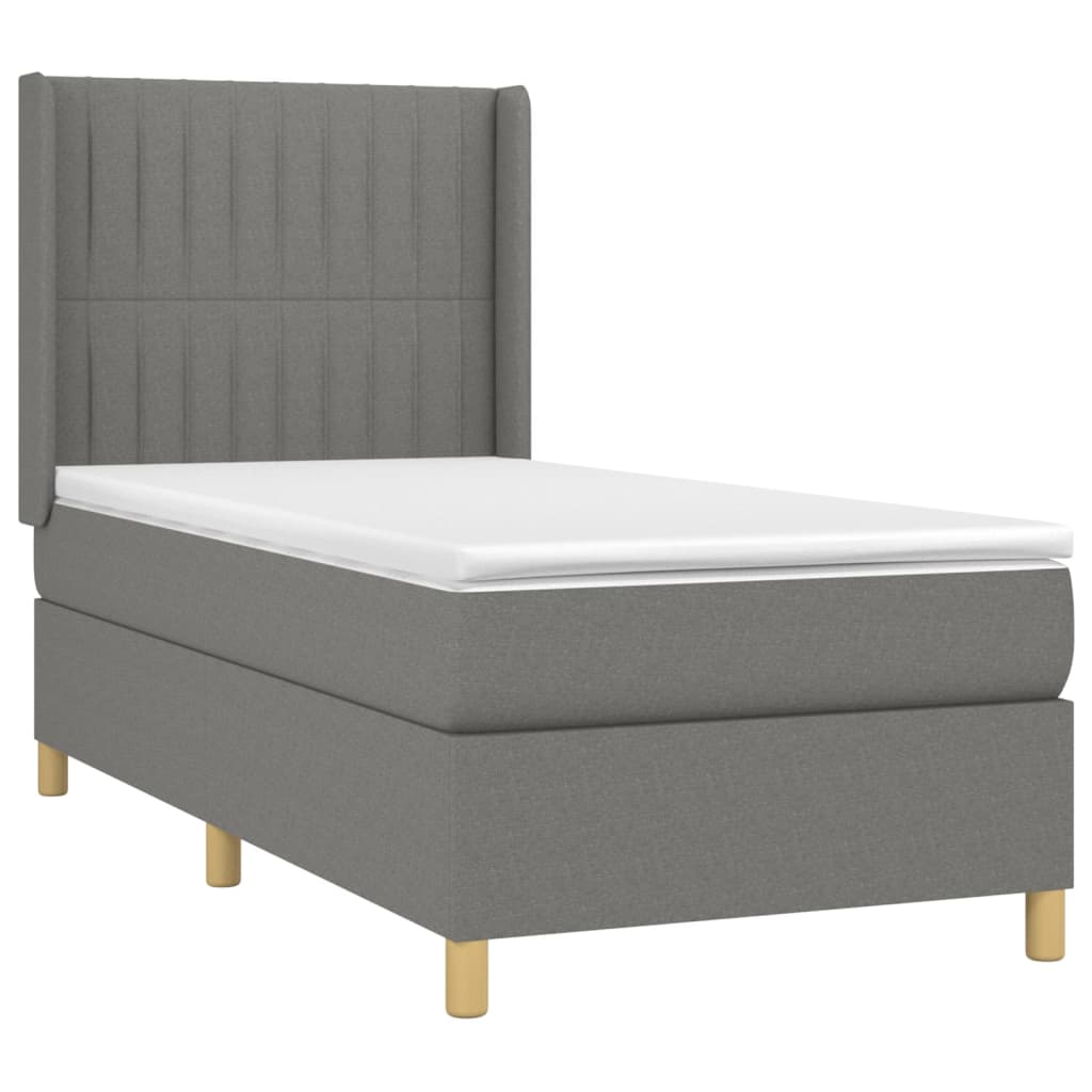 Letto a Molle Materasso e LED Grigio Scuro 80x200 cm in Tessuto 3138990