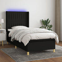 Letto a Molle con Materasso e LED-Struttura Letto con Materasso Nero 80x200 cm in Tessuto 449403