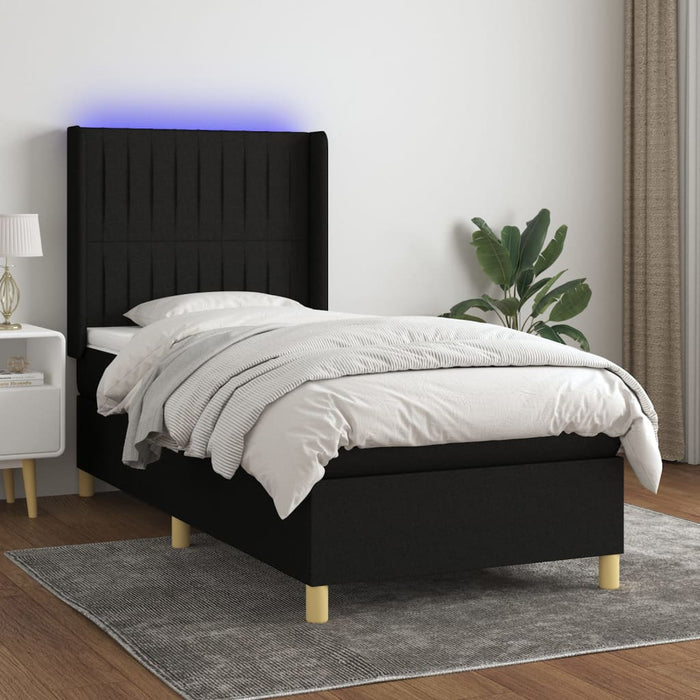 Letto a Molle con Materasso e LED-Struttura Letto con Materasso Nero 80x200 cm in Tessuto 449403