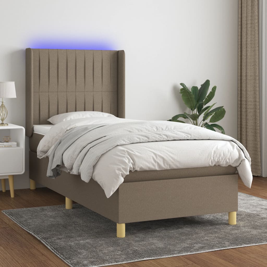 Letto a Molle con Materasso e LED Tortora 80x200 cm in Tessutocod mxl 99369