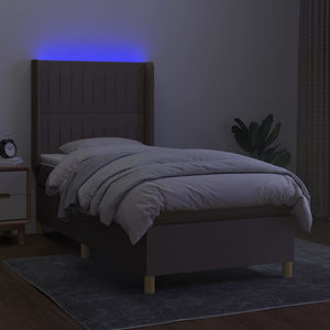 Letto a Molle con Materasso e LED Tortora 100x200cm in Tessuto cod mxl 123320
