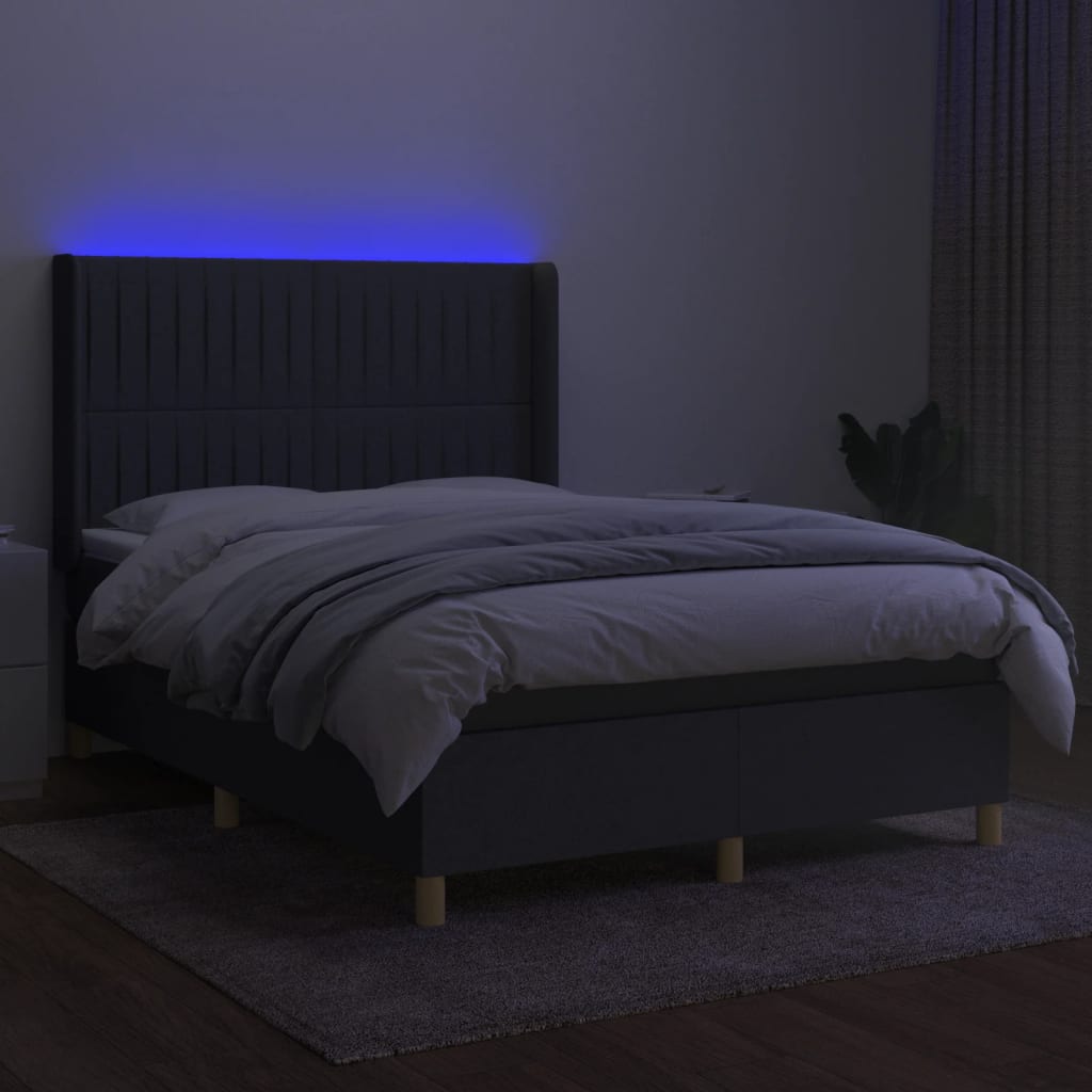 Letto a Molle Materasso e LED Grigio Scuro 140x200cm in Tessutocod mxl 99375