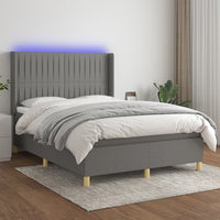 Letto a Molle Materasso e LED Grigio Scuro 140x200cm in Tessutocod mxl 99375