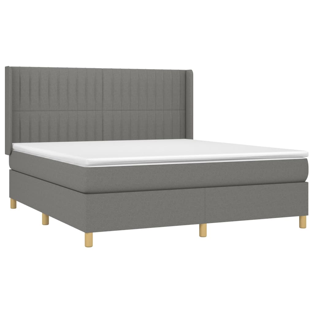 Letto a Molle Materasso e LED Grigio Scuro 160x200cm in Tessuto cod mxl 59558