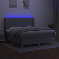 Letto a Molle Materasso e LED Grigio Chiaro 180x200 cm Tessuto 3139053