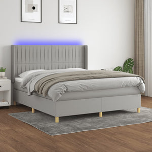 Letto a Molle Materasso e LED Grigio Chiaro 180x200 cm Tessuto 3139053