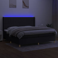 Letto a Molle Materasso e LED Nero 200x200cm in Tessuto 3139063