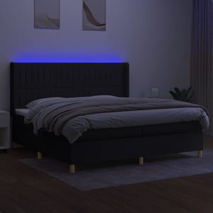 Letto a Molle Materasso e LED Nero 200x200cm in Tessuto 3139063