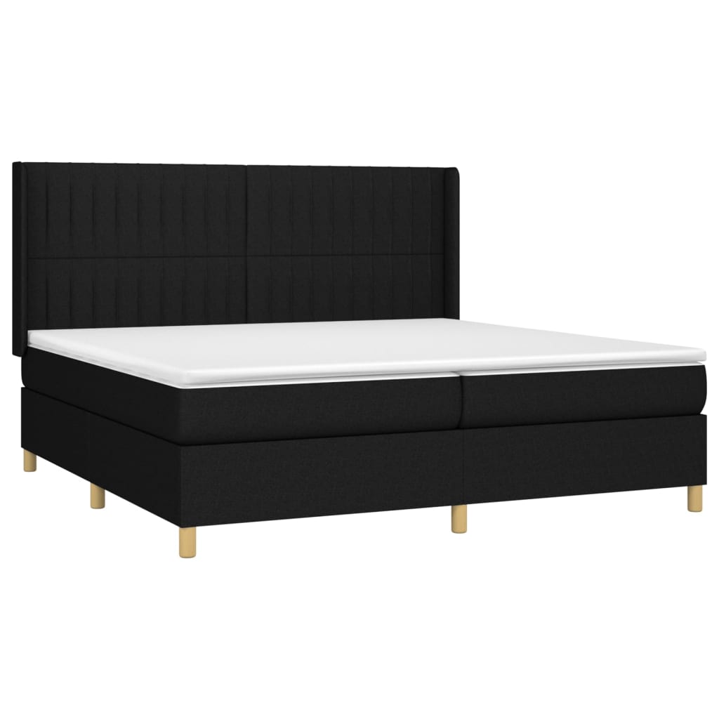 Letto a Molle Materasso e LED Nero 200x200cm in Tessuto 3139063