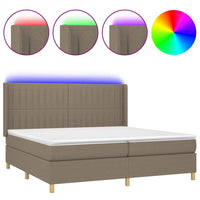 Letto a Molle Materasso e LED tortora 200x200cm in Tessuto 3139065
