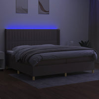 Letto a Molle Materasso e LED tortora 200x200cm in Tessuto 3139065