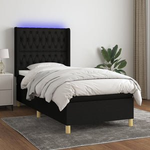 Letto a Molle con Materasso e LED Nero 80x200 cm in Tessuto 3139071