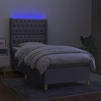 Letto a Molle Materasso e LED Grigio Chiaro 90x190 cm Tessuto cod mxl 64142