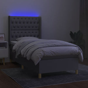 Letto a Molle Materasso e LED Grigio Chiaro 90x190 cm Tessuto cod mxl 64142