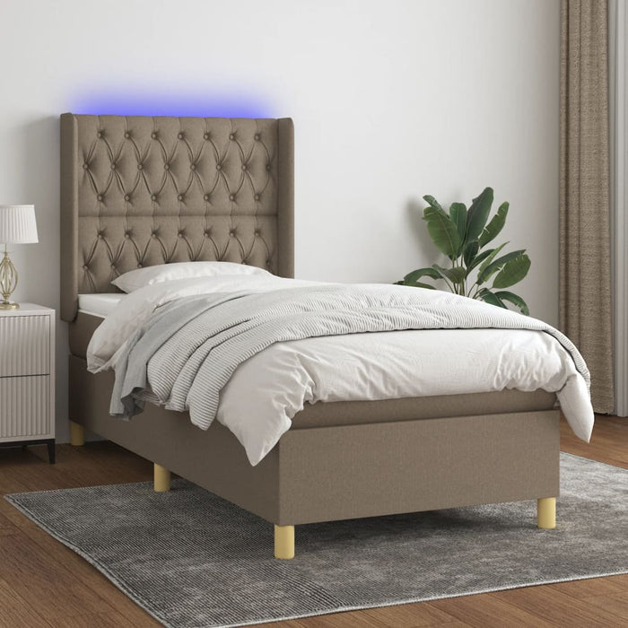 Letto a Molle con Materasso e LED Tortora 90x190 cm in Tessutocod mxl 123328