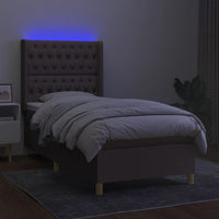 Letto a Molle con Materasso e LED Tortora 90x200 cm in Tessuto cod mxl 72615