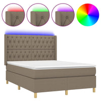 Letto a Molle con Materasso e LED Tortora 140x190 cm in Tessuto 3139113