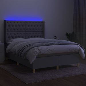 Letto a Molle Materasso e LED Grigio Chiaro 140x200 cm Tessutocod mxl 99384