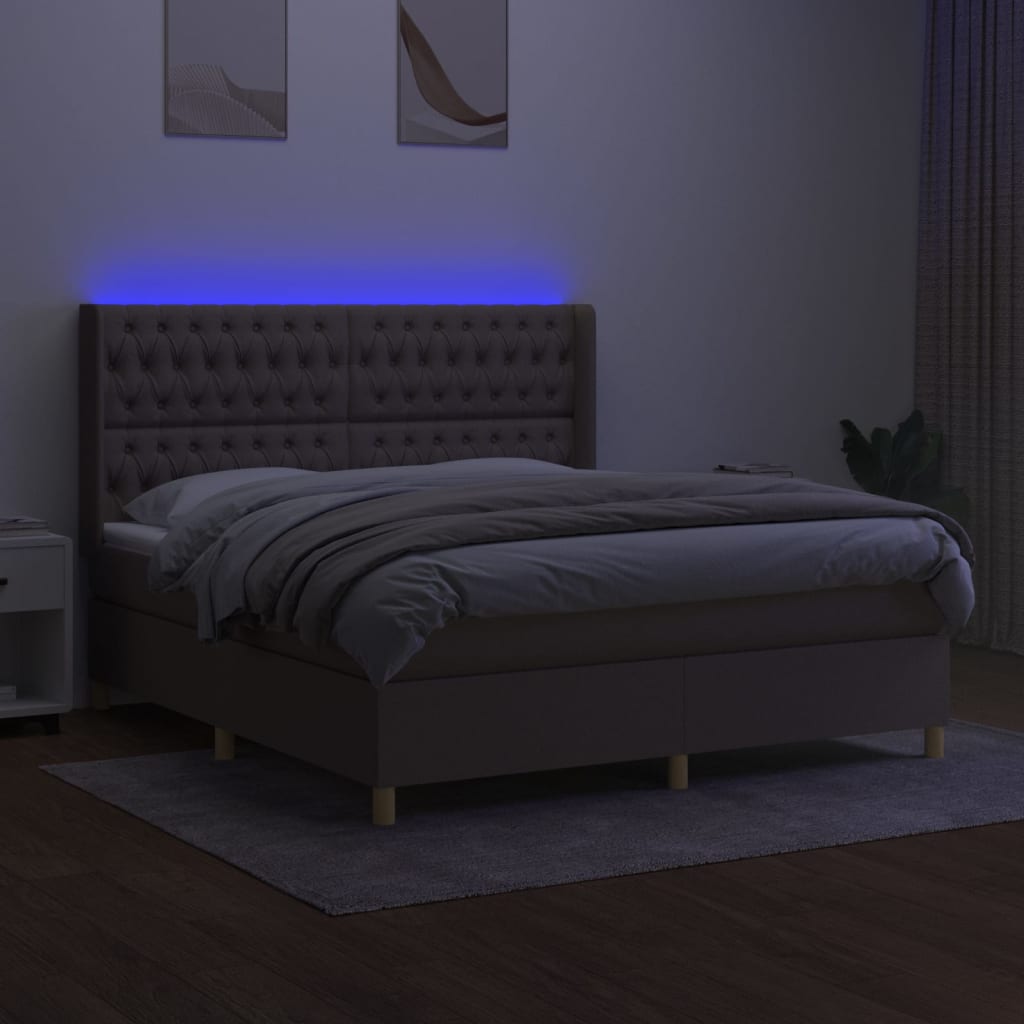 Letto a Molle con Materasso e LED Tortora 160x200 cm in Tessutocod mxl 99383