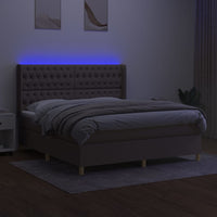 Letto a Molle con Materasso e LED Tortora 160x200 cm in Tessutocod mxl 99383