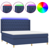 Letto a Molle con Materasso e LED Blu 160x200 cm in Tessuto cod mxl 73178