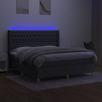 Letto a Molle Materasso e LED Grigio Scuro 180x200cm in Tessuto 3139134