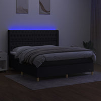 Letto a Molle con Materasso e LED Nero 180x200cm in Tessuto 3139135