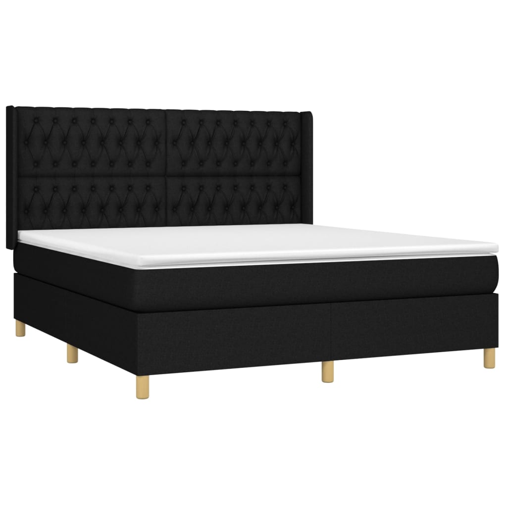 Letto a Molle con Materasso e LED Nero 180x200cm in Tessuto 3139135