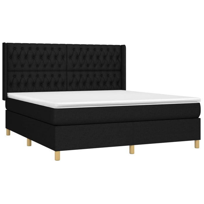 Letto a Molle con Materasso e LED Nero 180x200cm in Tessuto 3139135
