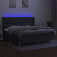 Letto a Molle Materasso e LED Grigio Scuro 200x200cm in Tessuto