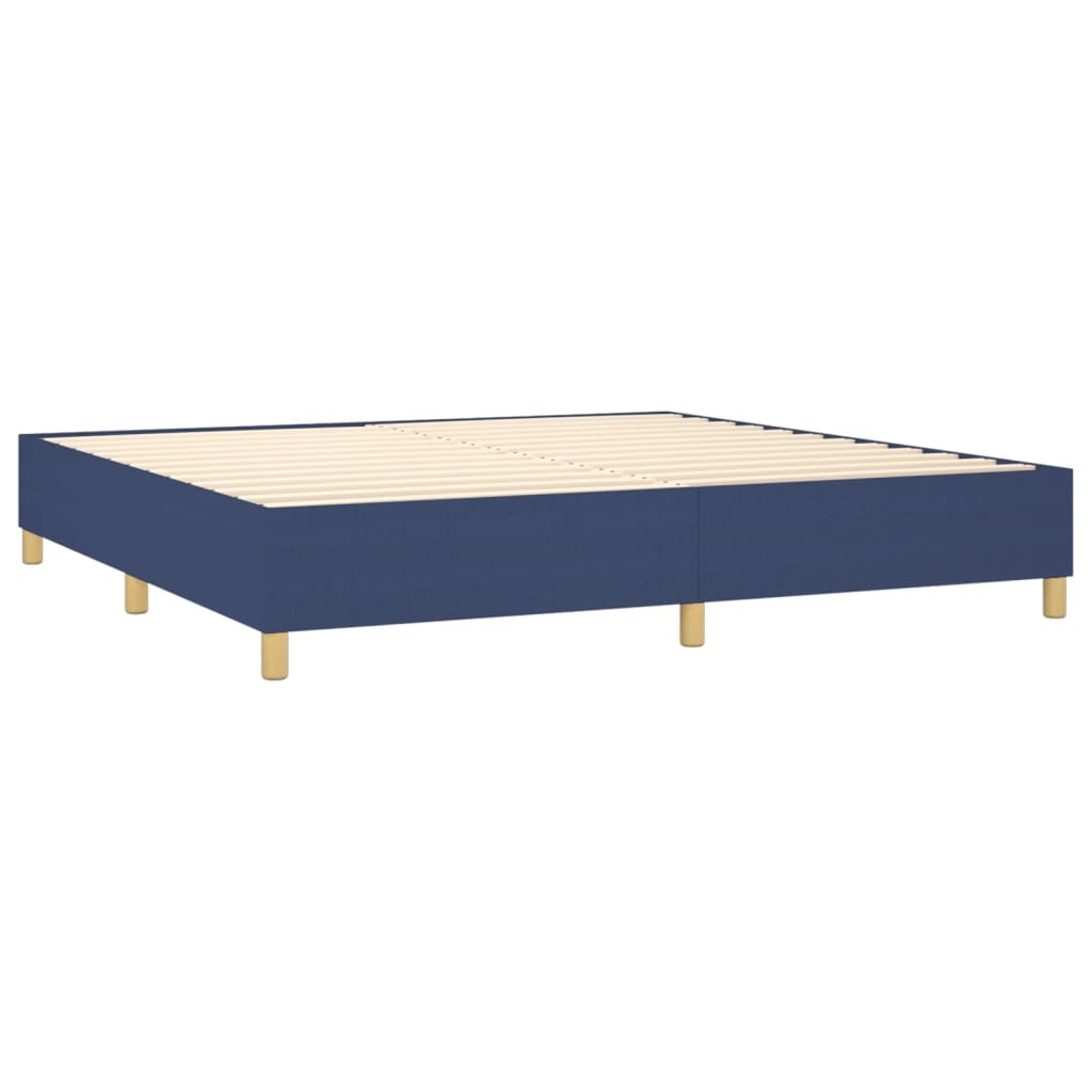 Letto a Molle Materasso e LED Blu 200x200cm in Tessuto 3139147