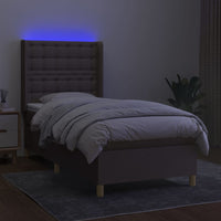 Letto a Molle con Materasso e LED Tortora 90x200 cm in Tessuto 3139169
