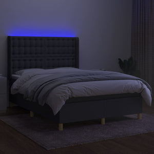 Letto a Molle Materasso e LED Grigio Scuro 140x190cm in Tessutocod mxl 123337