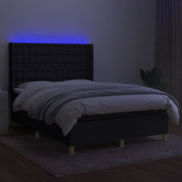Letto a Molle con Materasso e LED Nero 140x190 cm in Tessuto 3139191