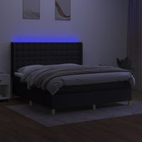 Letto a Molle con Materasso e LED Nero 160x200 cm in Tessuto 3139207