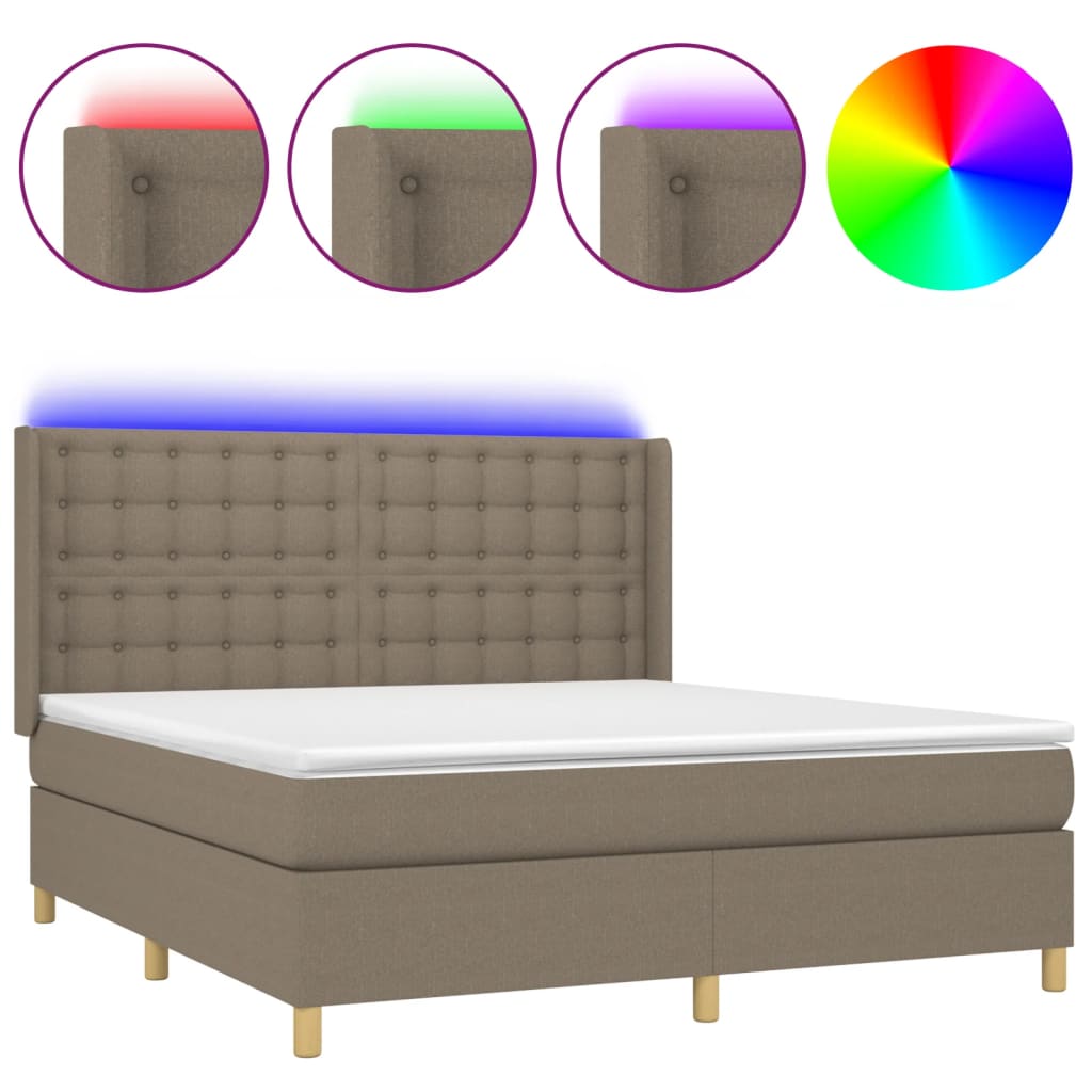 Letto a Molle con Materasso e LED Tortora 160x200 cm in Tessutocod mxl 123344