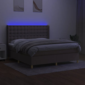 Letto a Molle con Materasso e LED Tortora 160x200 cm in Tessutocod mxl 123344