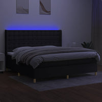 Letto a Molle Materasso e LED Nero 200x200cm in Tessuto 3139223