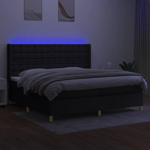 Letto a Molle Materasso e LED Nero 200x200cm in Tessuto 3139223