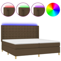Letto a Molle Materasso e LED Marronescuro 200x200cm in Tessuto 3139224