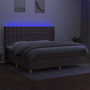 Letto a Molle Materasso e LED tortora 200x200cm in Tessuto 3139225