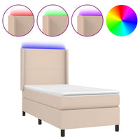 Giroletto Molle Materasso e LED-Struttura Letto con LED Cappuccino 80x200 cm Similpelle 874447
