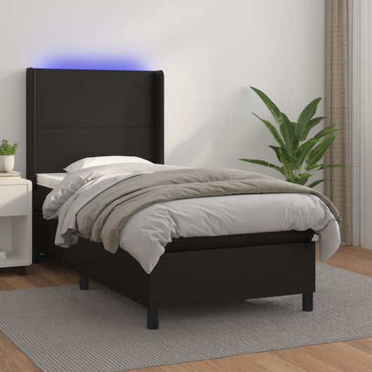 Giroletto a Molle con Materasso e LED-Struttura Letto Nero 90x190 cm Similpelle 971263