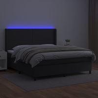 Giroletto a Molle con Materasso e LED Nero 160x200cm Similpelle 3139271